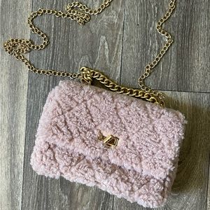 Pink Sherpa Crossbody Bag